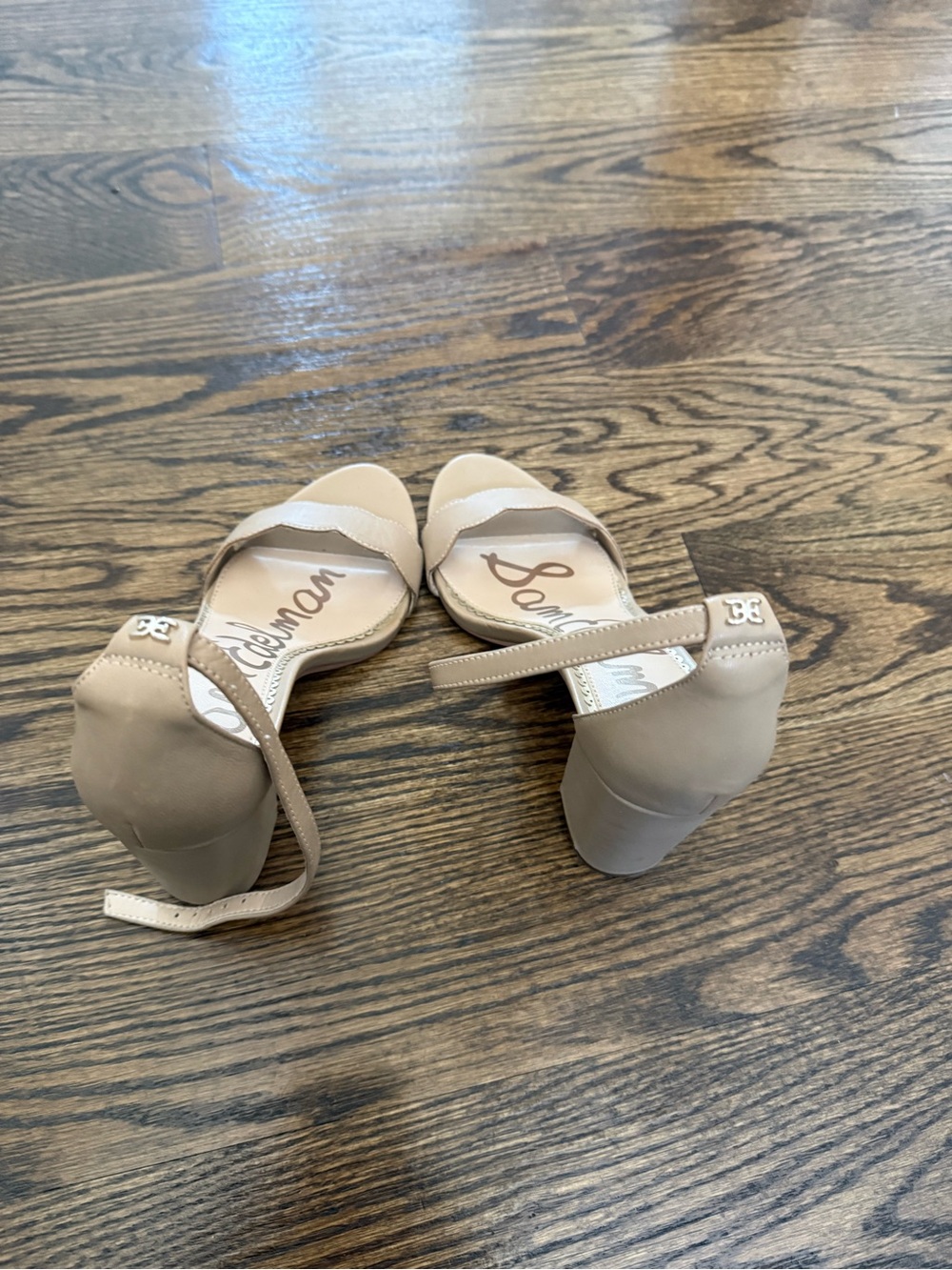 Sam Edelman Nude Ankle Strap Block Heel Sandals